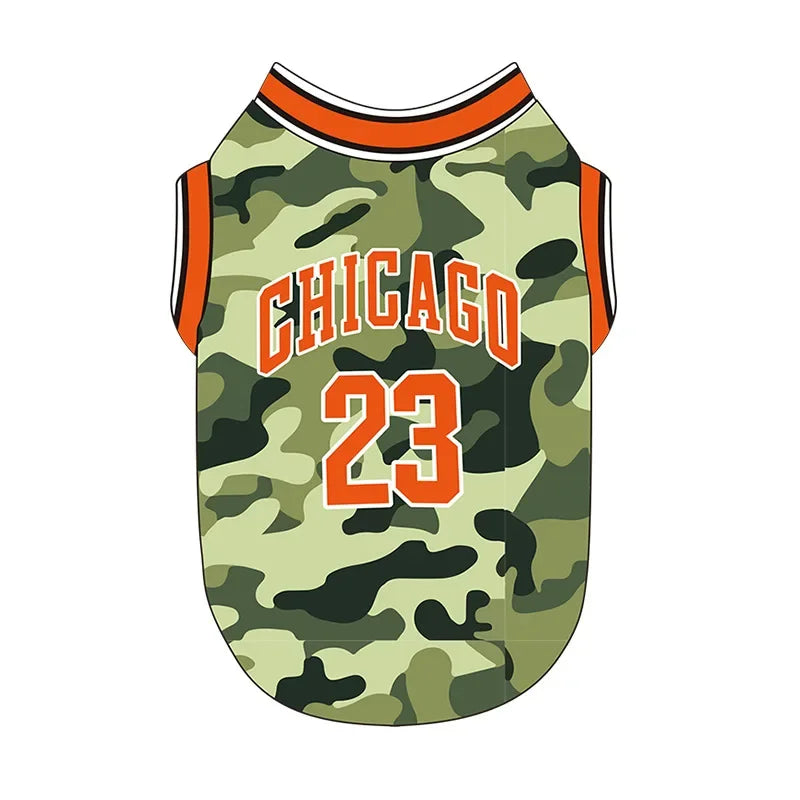 Premium "Chicago 23" Pet Basketball Jersey | Breathable Mesh Summer Shirt for Dogs & Cats