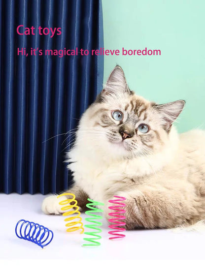 4Pcs Kitten Cat Toys Wide Durable Heavy Gauge Cat Spring Toy Colorful Springs Cat Pet Toy Coil Spiral Springs Pet Intera
