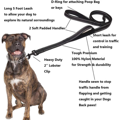 Long Traffic Padded Two Handle Heavy Duty Double Handle Nylon Dog Leash for Training Control