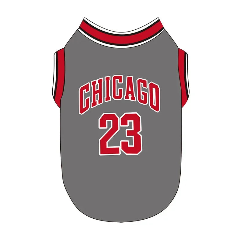 Premium "Chicago 23" Pet Basketball Jersey | Breathable Mesh Summer Shirt for Dogs & Cats