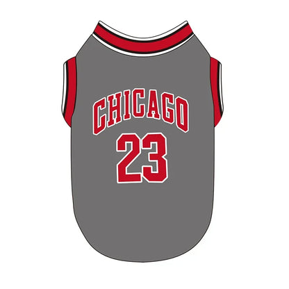 Premium "Chicago 23" Pet Basketball Jersey | Breathable Mesh Summer Shirt for Dogs & Cats