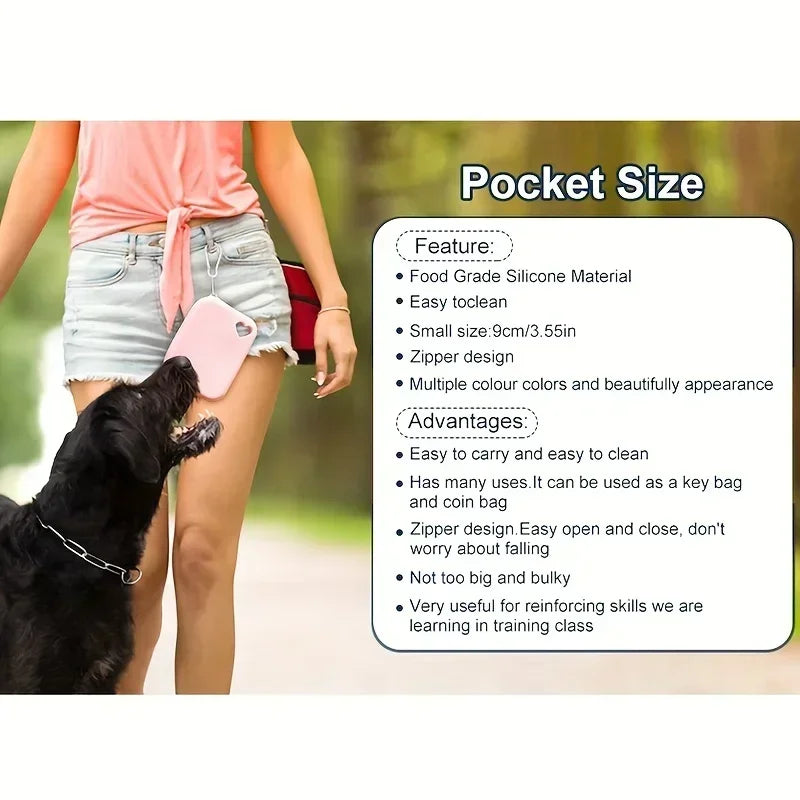 Silicone Pet Food Pouch Outdoor Dog Walking Bag Training Dog Treat Pouch Portable Waterproof Food - Grade Pet Food Storage Bag