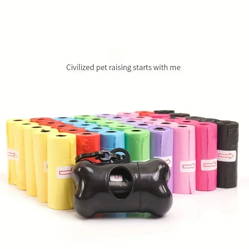1200Pcs Random Color Cartoon Paw Graphic Dog Poop Bags Pet Poop Bags Leak-Proof Dog Waste Bags for Pet Supplies