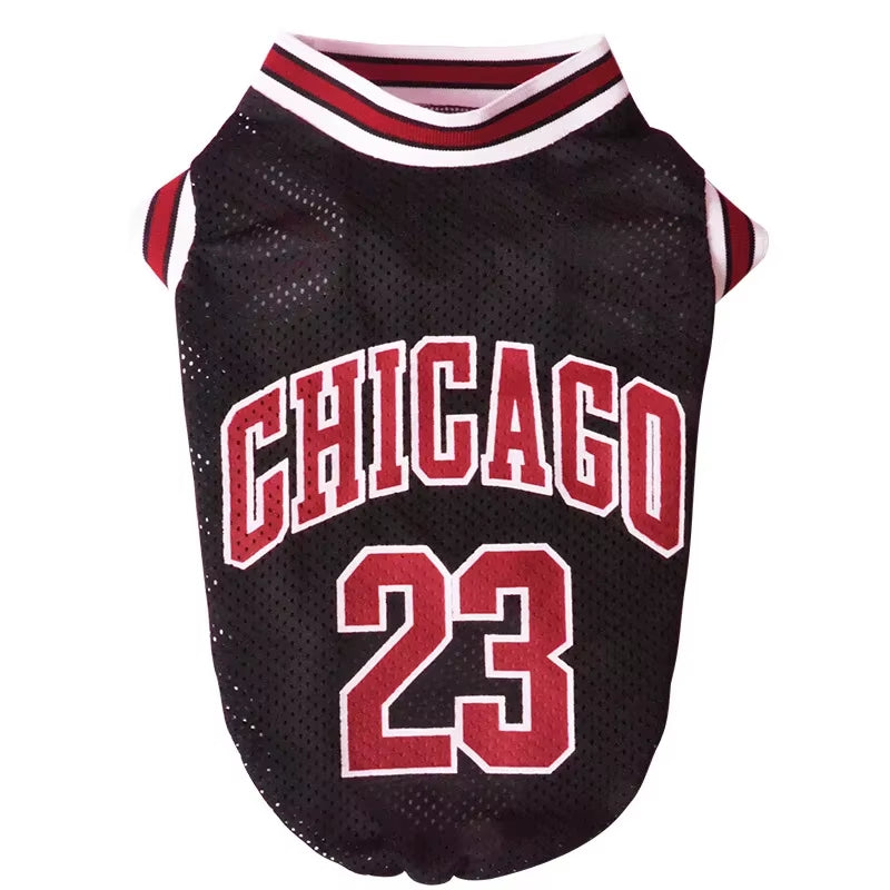 Premium "Chicago 23" Pet Basketball Jersey | Breathable Mesh Summer Shirt for Dogs & Cats