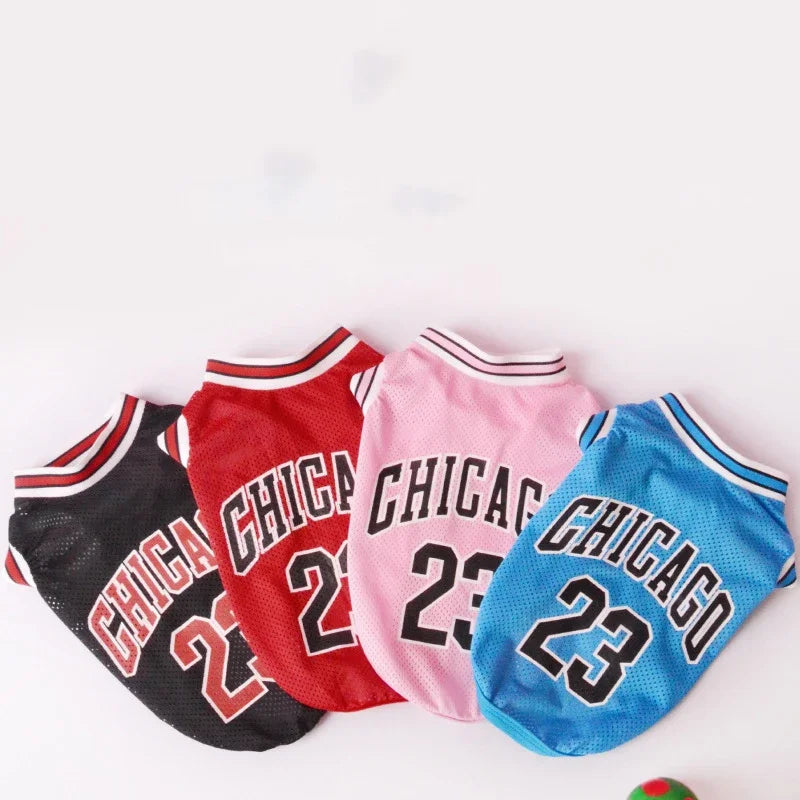 Premium "Chicago 23" Pet Basketball Jersey | Breathable Mesh Summer Shirt for Dogs & Cats
