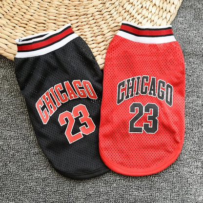 Premium "Chicago 23" Pet Basketball Jersey | Breathable Mesh Summer Shirt for Dogs & Cats