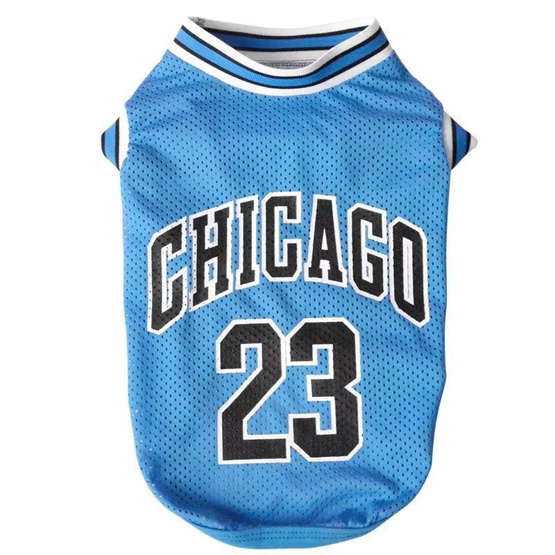 Premium "Chicago 23" Pet Basketball Jersey | Breathable Mesh Summer Shirt for Dogs & Cats