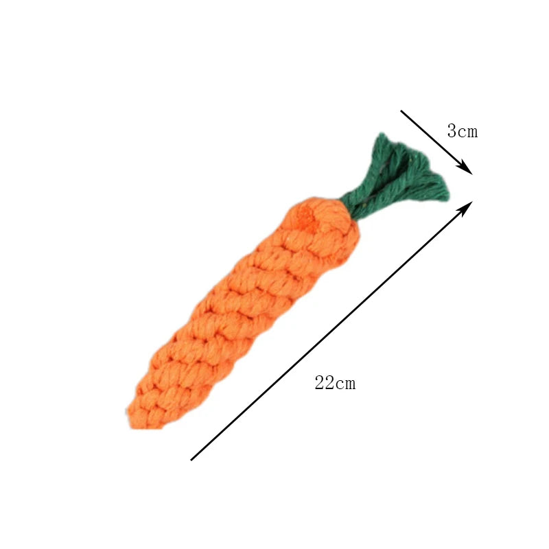 Carrot Shaped Dog Chew Toy Woven Cotton Rope Bite-Resistant Great for Dog Teeth Cleaning and Molar