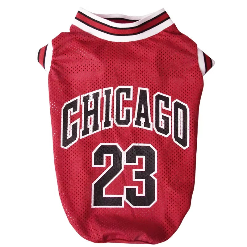 Premium "Chicago 23" Pet Basketball Jersey | Breathable Mesh Summer Shirt for Dogs & Cats