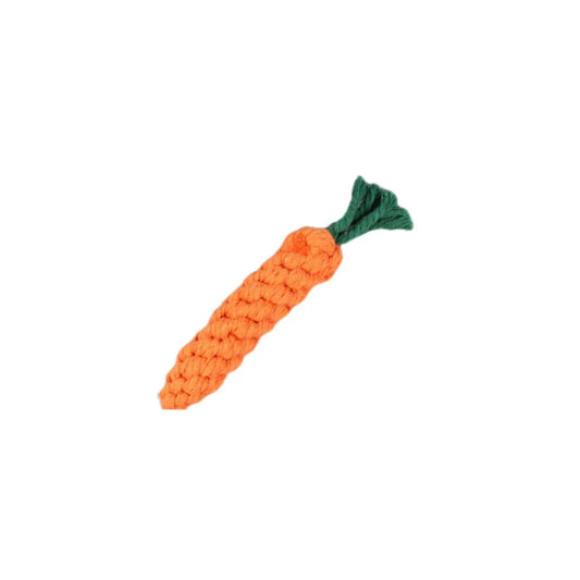 Carrot Shaped Dog Chew Toy Woven Cotton Rope Bite-Resistant Great for Dog Teeth Cleaning and Molar