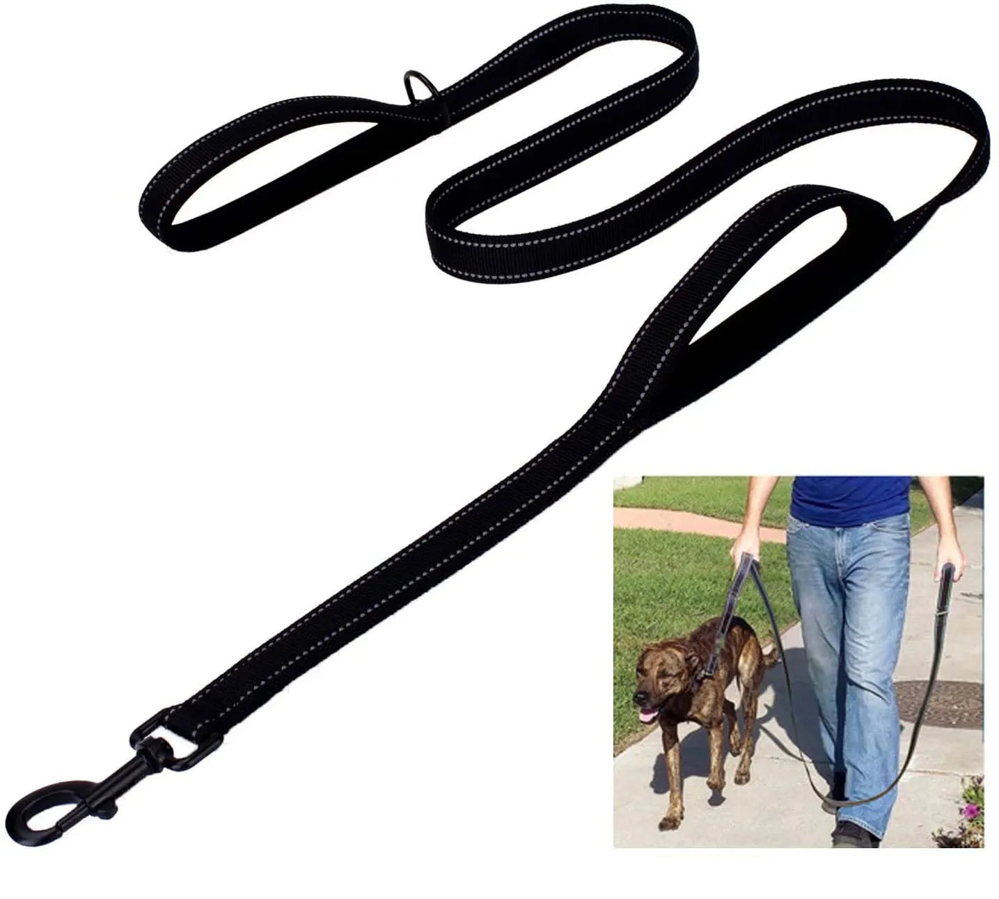 Long Traffic Padded Two Handle Heavy Duty Double Handle Nylon Dog Leash for Training Control