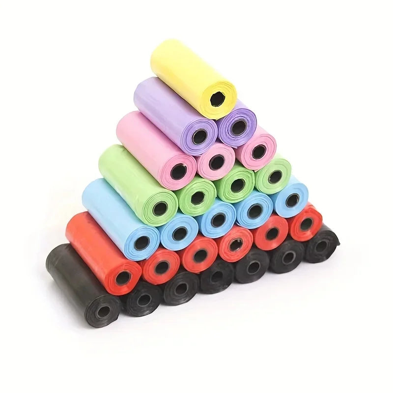 1200Pcs Random Color Cartoon Paw Graphic Dog Poop Bags Pet Poop Bags Leak-Proof Dog Waste Bags for Pet Supplies