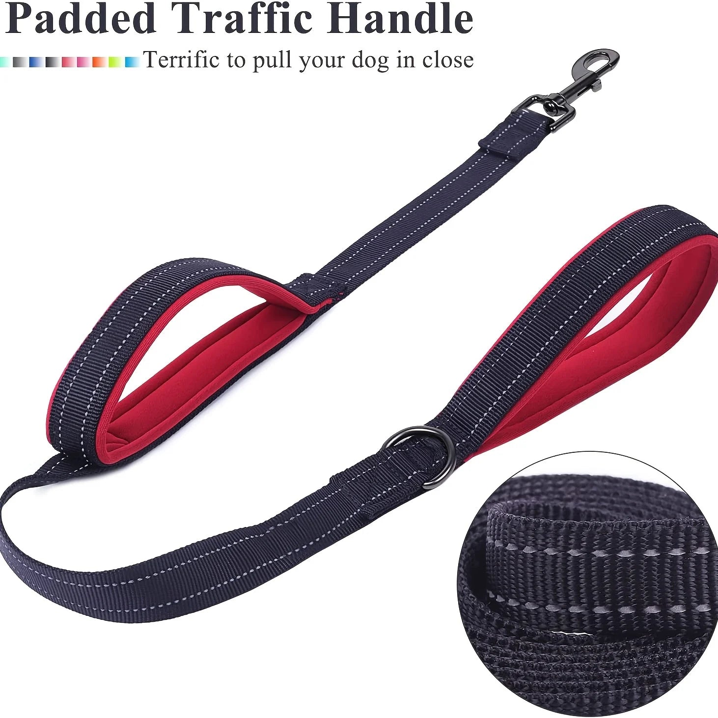 Long Traffic Padded Two Handle Heavy Duty Double Handle Nylon Dog Leash for Training Control
