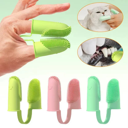 Pet Two-Finger Toothbrush Dog Cat Pet Supplies Teeth Cleaning Finger Set Oral Cleaning Tools Pet Two-Finger Toothbrush Dog Cat