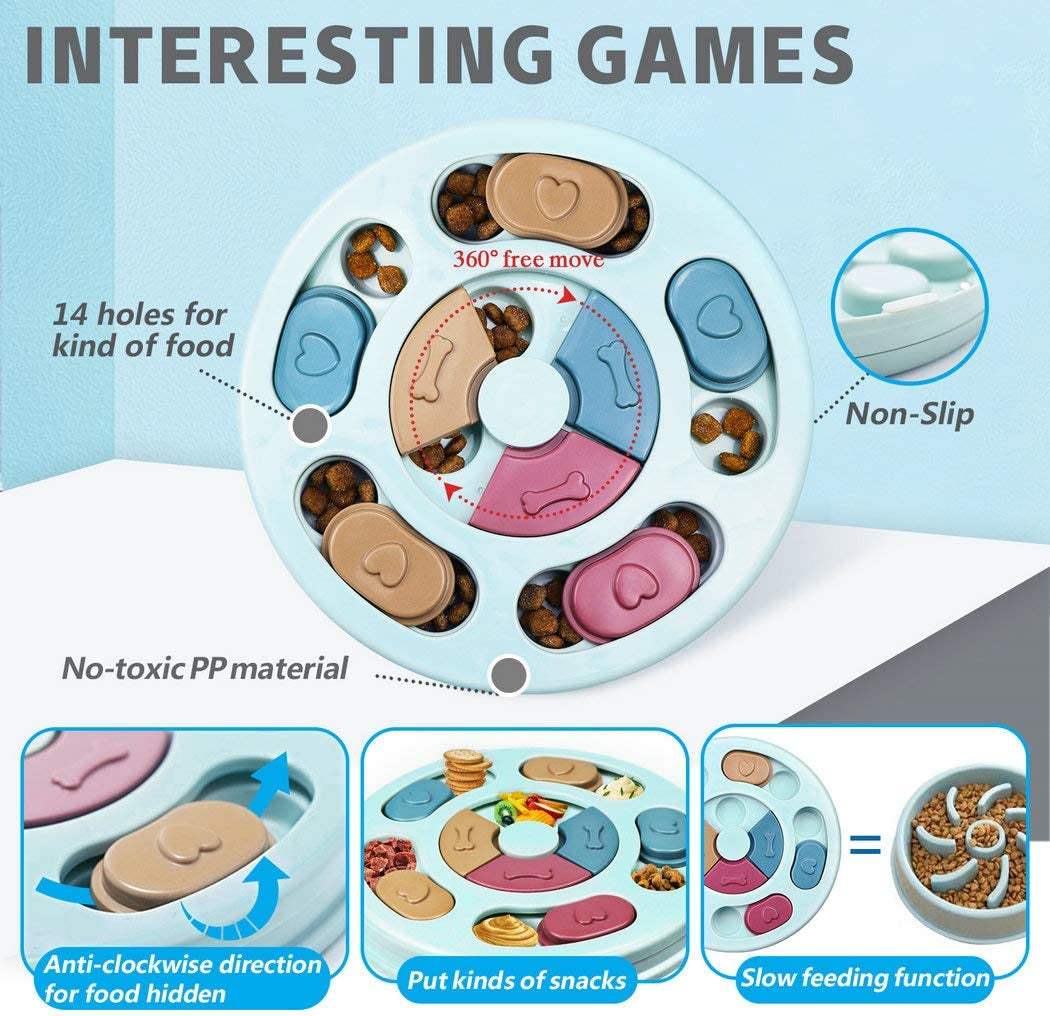 Interactive Puzzle Toy for Dogs & Cats | Mental Stimulation Game & Slow Feeder Bowl
