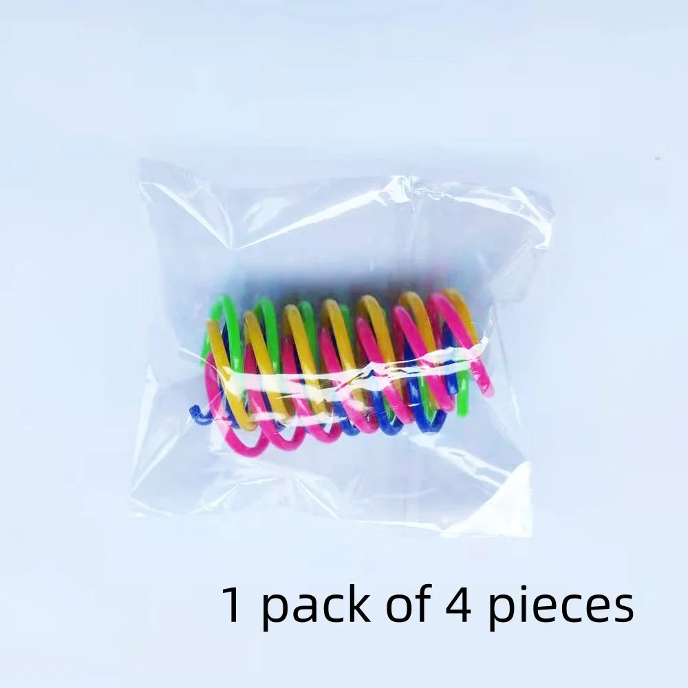 4Pcs Kitten Cat Toys Wide Durable Heavy Gauge Cat Spring Toy Colorful Springs Cat Pet Toy Coil Spiral Springs Pet Intera