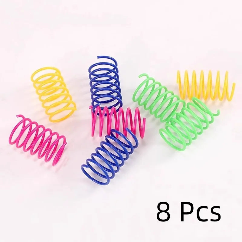 4Pcs Kitten Cat Toys Wide Durable Heavy Gauge Cat Spring Toy Colorful Springs Cat Pet Toy Coil Spiral Springs Pet Intera