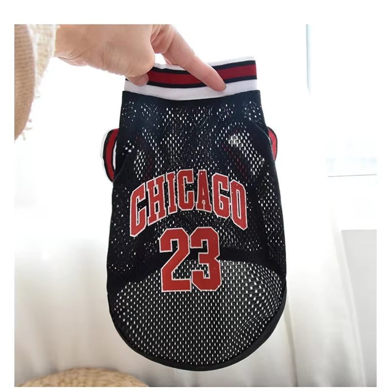 Premium "Chicago 23" Pet Basketball Jersey | Breathable Mesh Summer Shirt for Dogs & Cats