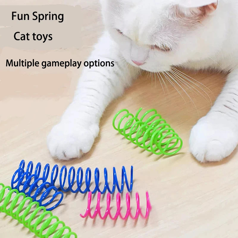 4Pcs Kitten Cat Toys Wide Durable Heavy Gauge Cat Spring Toy Colorful Springs Cat Pet Toy Coil Spiral Springs Pet Intera