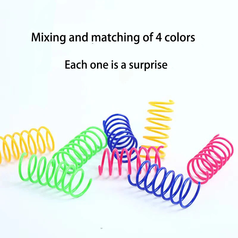 4Pcs Kitten Cat Toys Wide Durable Heavy Gauge Cat Spring Toy Colorful Springs Cat Pet Toy Coil Spiral Springs Pet Intera