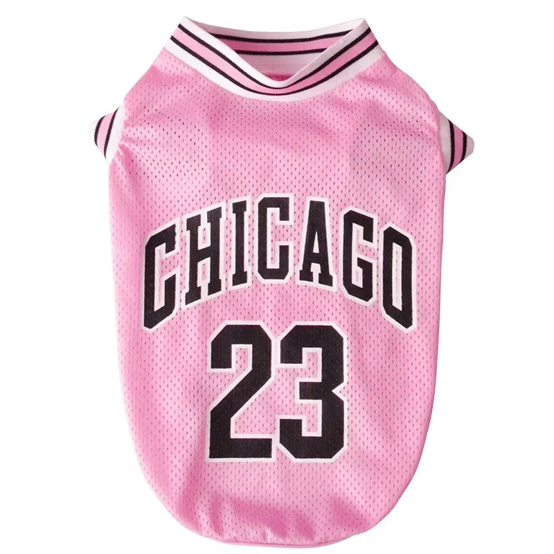 Premium "Chicago 23" Pet Basketball Jersey | Breathable Mesh Summer Shirt for Dogs & Cats