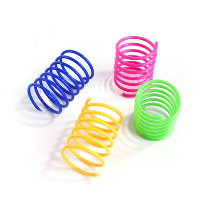 4Pcs Kitten Cat Toys Wide Durable Heavy Gauge Cat Spring Toy Colorful Springs Cat Pet Toy Coil Spiral Springs Pet Intera